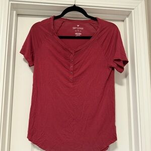 American Eagle Outfitters Soft & Sexy Red Short Sleeve Tee